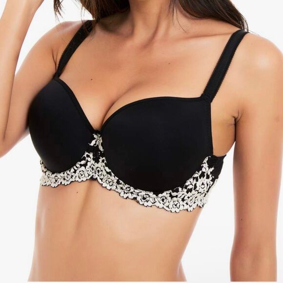 Wacoal Women's Embrace Lace Underwire Bra High Cut Panty Set 36C Small Black - Picture 2 of 15